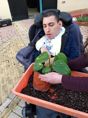 Manuel measuring the milk.